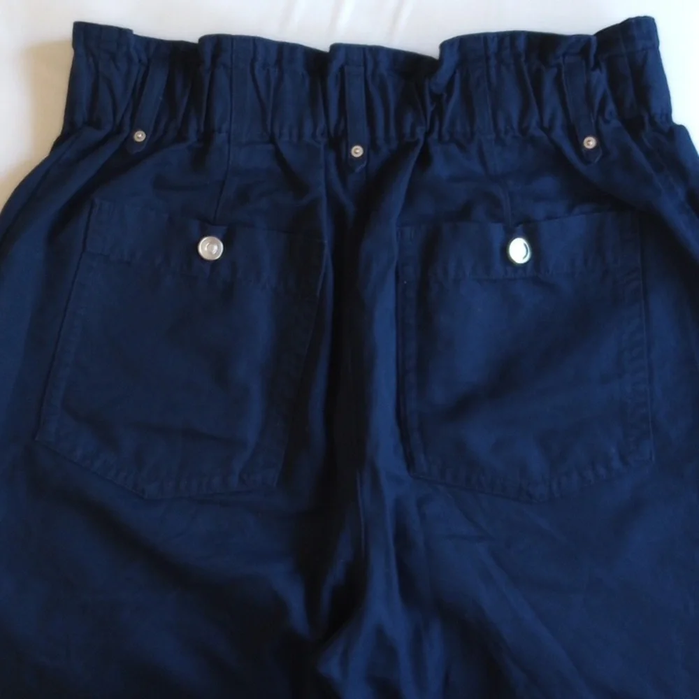 NWOT Cotton Linen The Paperbag Pant 14 Cropped Hyper Navy Banana Republic